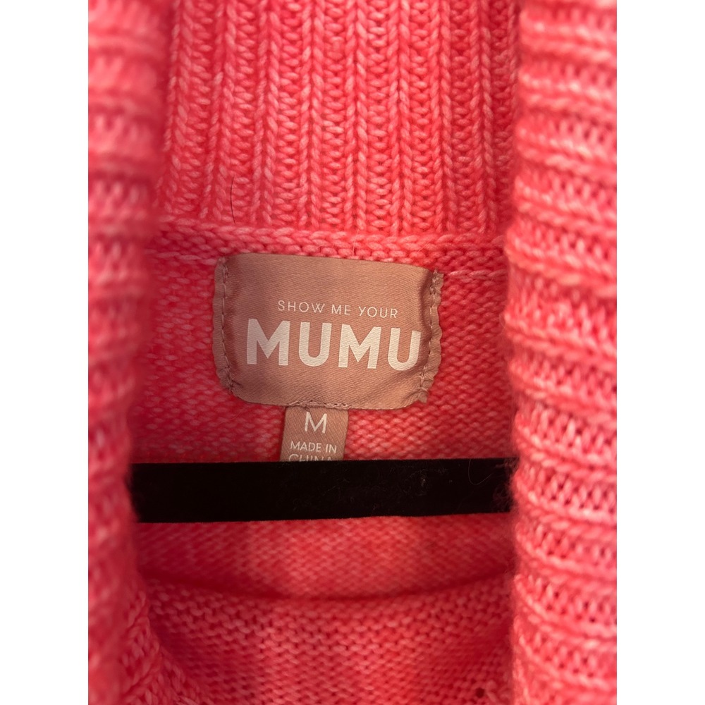 Show‎ Me Your Mumu Chester Sweater Dress Hot Pink Knit Turtleneck Oversized Mini - Picture 4 of 8